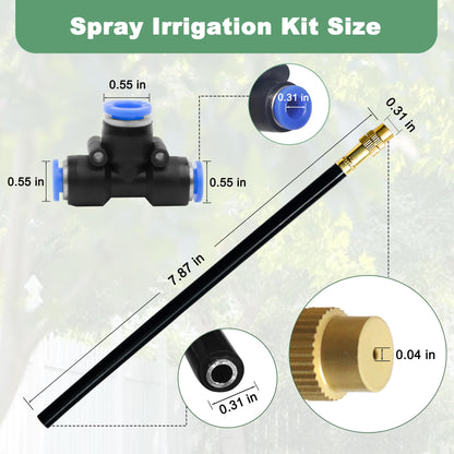 Quibbay 65.6Ft 360° Adjustable Drip Irrigation System Kit, Automatic Garden Watering System with 20 Copper Nozzles, Atomizing Misting Watering System with 360° Bending Dropper for Plant Lawn Patio