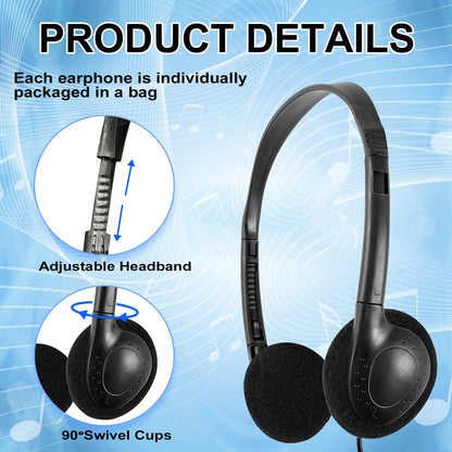 CN-Outlet 50 Packs Classroom Headphones Bulk for School Students Kids Children Toddler Boys Girls Teens and Adult, Wholesale Disposable Earphones (50 Black)