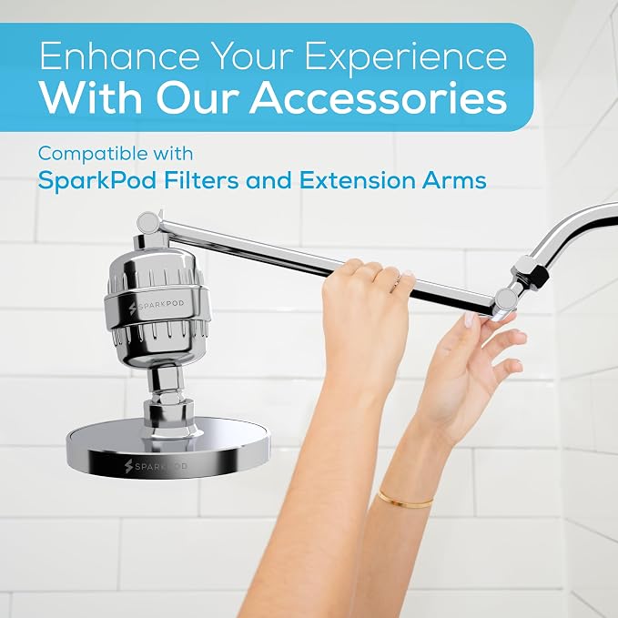 SparkPod Rain Shower Head, 6 Inch Round | High Pressure Shower Heads, 90 Nozzle (Touch-to-Clean), Adjustable Showerhead, No-tool Universal Connection