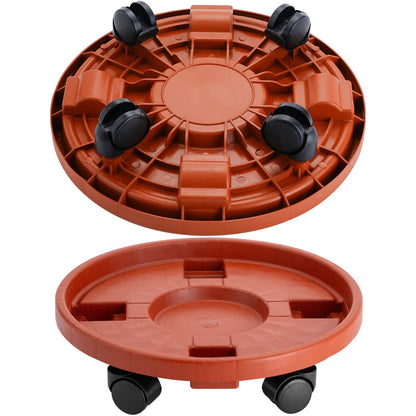 Doseno 2 Pack 13IN Plant Caddy with Wheels Round Rolling Plant Stand Plant Dolly, 200lbs for Capacity Caddy for Indoor and Outdoor Use, Patio, Flower Pot