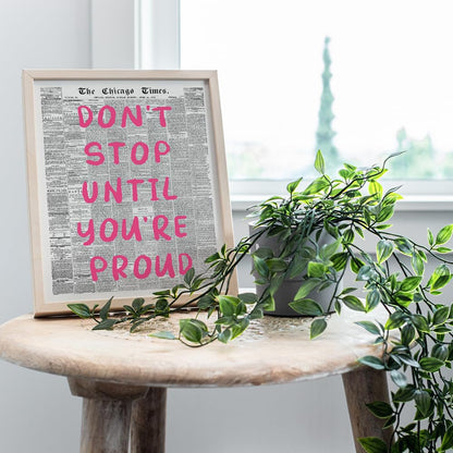 Cute Office Decor - Motivational Poster for Women 8x10 - Inspiring Quotes for Women - Positive Inspiration Wall Decor for Woman - Bedroom Decoration - Encouraging Gifts - Boss lady Newspaper Wall Art