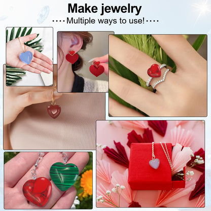 Healing Crystals,Virekm 30PCS Heart Healing Crystals Amethyst Heart Love Stones Set Palm Thumb Gemstones Chakra Reiki Balancing Gifts for Men Women (Colorful - 30 PCS)