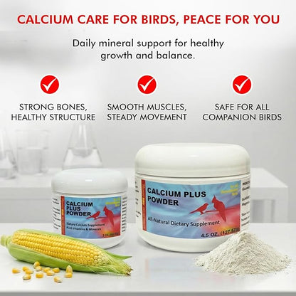 Morning Bird Calcium Plus Powder for Birds 2 oz – Calcium Supplement with Vitamin & Protein Powder – Supports Bone Health, Muscle Function & Digestive Balance – Easy-to-Mix Calcium Formula