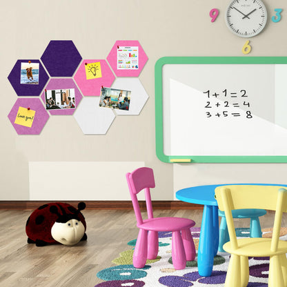 HULAVO Large Hexagon Felt Cork Board Tiles, Self Adhesive DIY Felt Bulletin Board Pin Board with 35 Pushpins for Office School Home Wall Decor(Purple+Light Purple+Pink)
