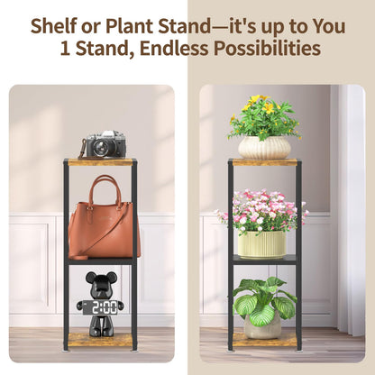 LASZOLA Black 3 Tiered Wood Plant Stand Indoor for Larger Heavy Duty Planter, Sturdy Multi Level Vertical Flowers Racks for Narrow Inside Floor , Decorate Shelving for Hold House Tree, Space Saving
