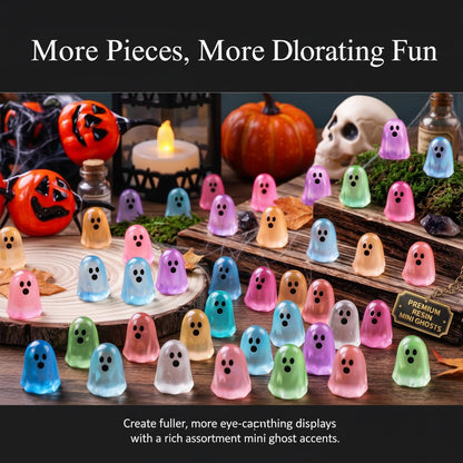 zmzdp 100pcs Halloween Mini Ghosts Figures, Luminous Mini Resin Ghost Figurines, to Hide Glow in The Dark Tiny Ghost Figures for Halloween Party Favors, Plant Pot Landscape, Fairy Garden Party Decor