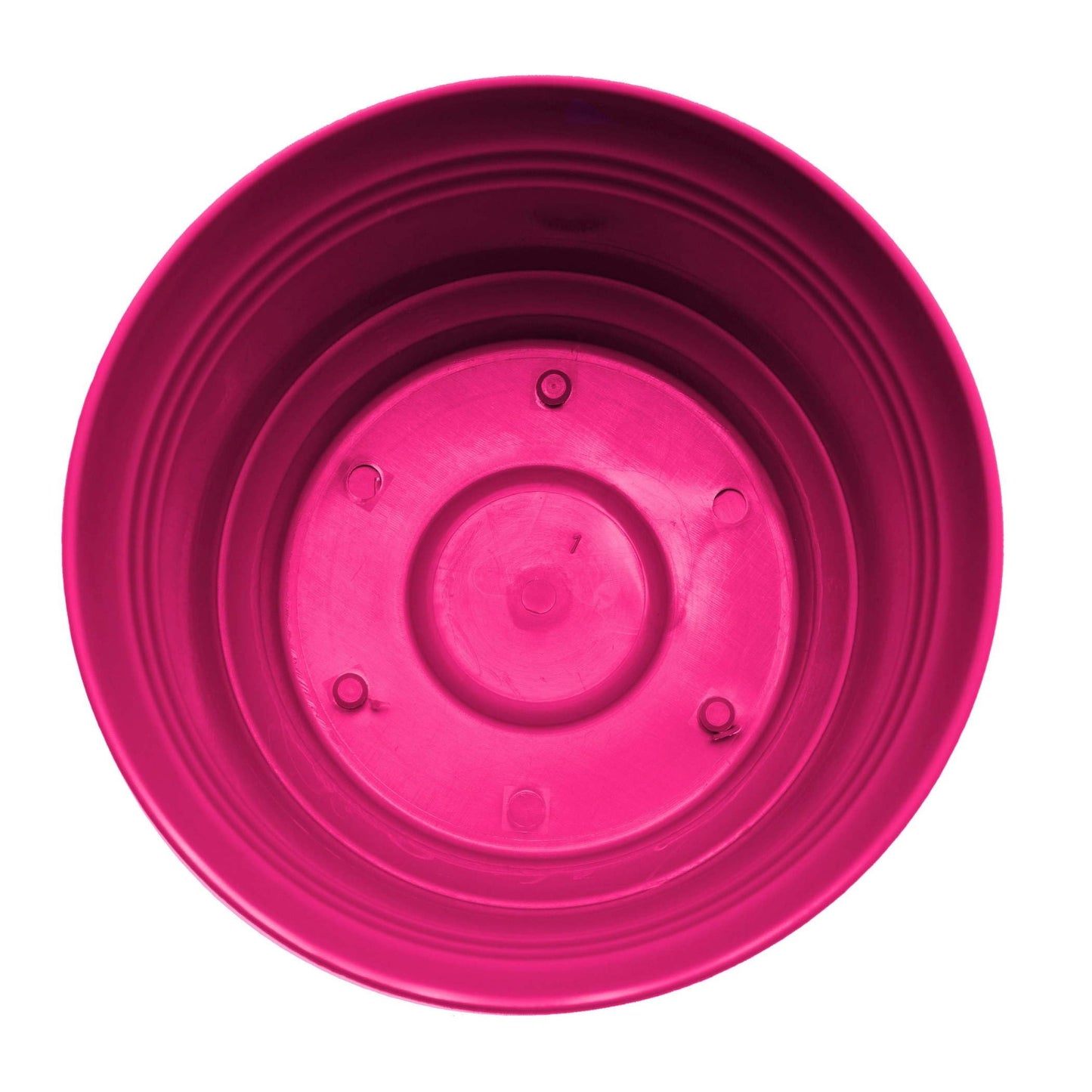 Bloem Saturn 7" Round Plastic Planter - Indoor/Outdoor, Snap-in Saucer & Drainage Holes, Fuchsia, 4-Pack