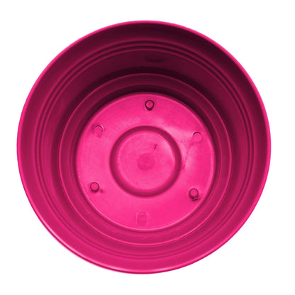 Bloem Saturn 7" Round Plastic Planter - Indoor/Outdoor, Snap-in Saucer & Drainage Holes, Fuchsia, 4-Pack