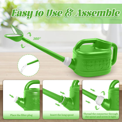 1 Gallon Watering Can, Garden Watering Can Outdoor, Plant Water Can with Removable Long Spout and Stainless Steel Sprinkler Head, Plastic Indoor Watering Cans for Gardening Flower Plants