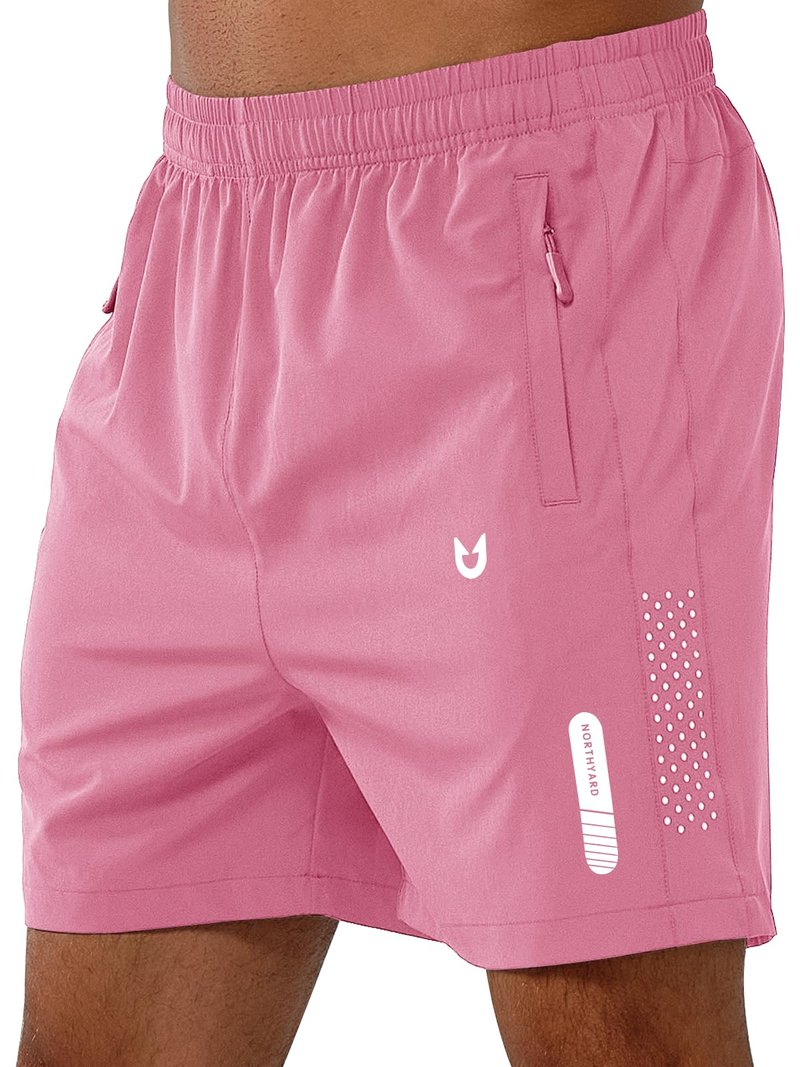 NORTHYARD Men's Athletic Running Shorts Gym Workout 7"/9"/5" Quick Dry Lightweight Sports Basketball Tennis 3 Zipper Pockets POWDERPINK-5inch 3XL
