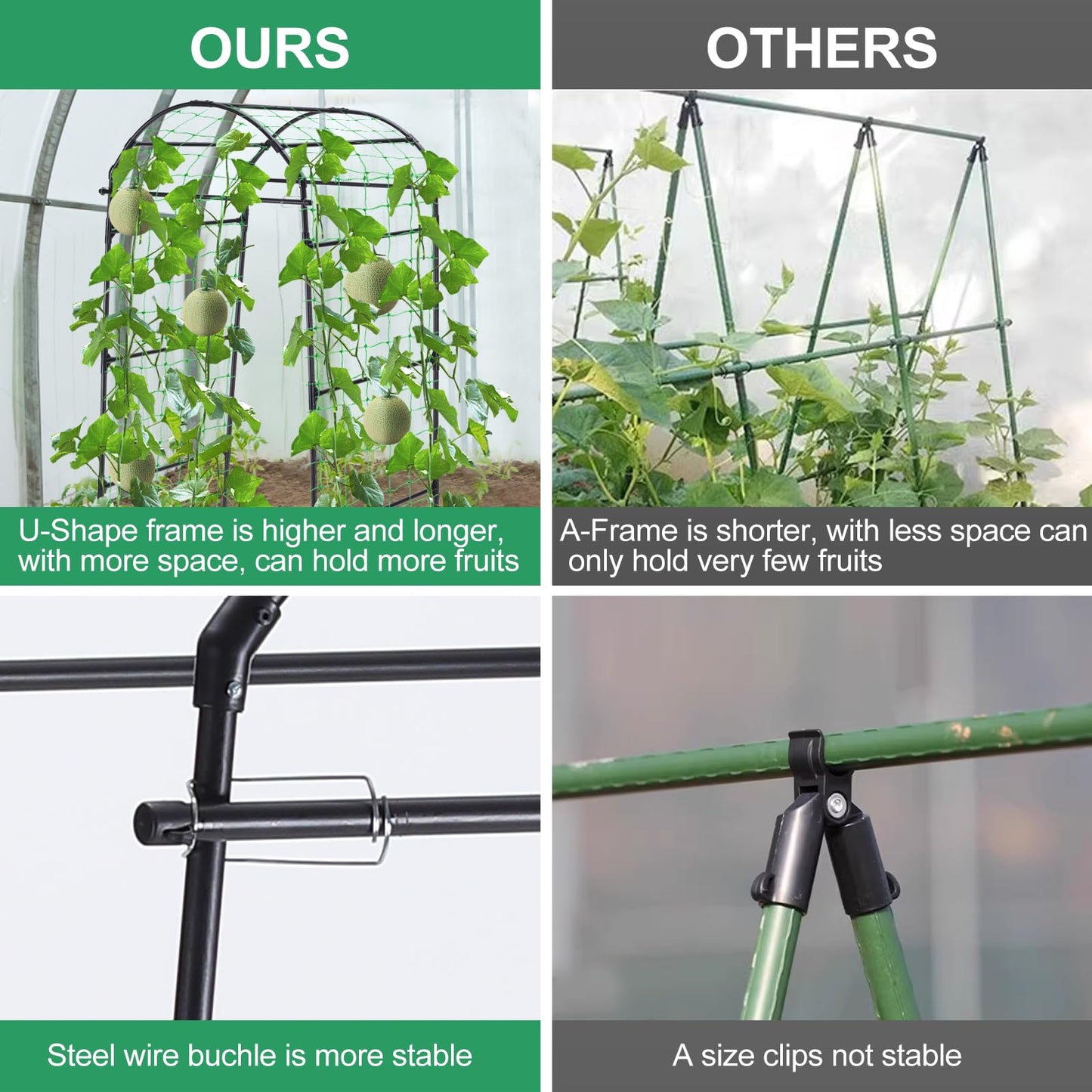 Yotoworth Garden Arch Cucumber Trellis for Climbing Plants Outdoor, 6.7ft Tall Archway Arbor Plant Support Grape Vine Tomato Pea Bean Trellis for Raised Bed Backyard, Black