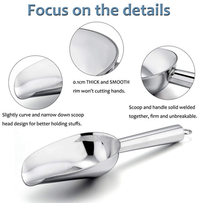 E-far Mini Scoop, 3 Ounce Stainless Steel Kitchen Utility Scoops, Ideal for Candy/Ice Cube/Flour/Sugar/Coffee Bean/Protein Powder, Food Grade & Anti Rust, Easy Clean & Dishwasher Safe (4 Pack)