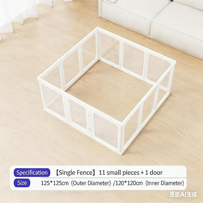 Clear Acrylic Dog Playpen with Door,23.6" Puppy Playpen,Easy Assemble Pet Fence,10-Panel for Puppies/Small Dog Play Pen Indoor (White, 23.6 Inch-H, 10 Panel) (White, 60cm11p+1d)