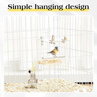 Ziliny 2 Pieces No Mess Bird Feeder for Cage Automatic Acrylic Bird Feeder Seed Food Catcher for Parakeet Canary Cockatiel Parrot Finch Canary 5.1 x 5.1 x 4.3 Inches
