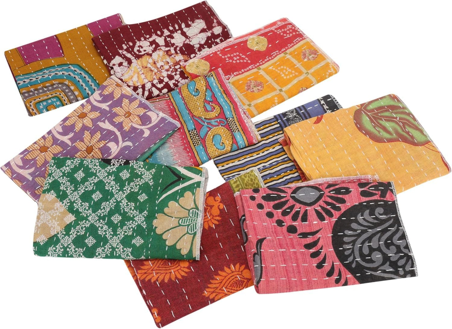 Marubhumi Cotton Cloth Napkins Multicolor, Washable, Reusable, Soft & Absorbent for Dining & Everyday Use - 16 x 16 Inches - Pack of 10