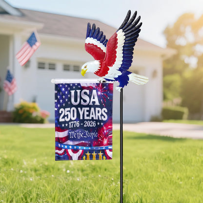 250th Anniversary America 9.4x6.5Inch Garden Flags,Eagle Garden Stakes with USA 1776-2026 Yard Sign Double-Sided Waterproof Flag,4th of July Patriotic Decorations Outdoor Independence Memorial Day