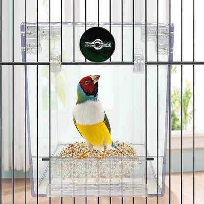 PINVNBY Bird Bath Box,Parrot No-Leakage Bathtub for Cage Hanging Tube Shower Box Cage Accessory with Water Injector and Balls Toys for Small Pet Birds Canary Lovebirds Budgies(6 Pcs)