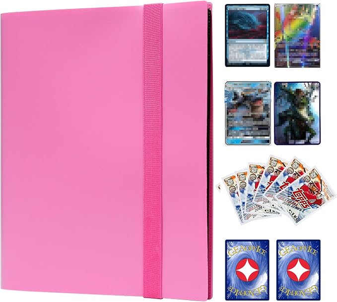 GEAoffice Card Binder 9 Pocket, 360 Pockets Trading Card Album Folder for Standard Cards, Side Loading Collection Folder for MTG, TCG, Sports (Rose Pink)