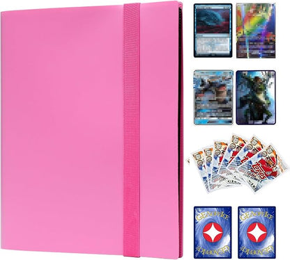 GEAoffice Card Binder 9 Pocket, 360 Pockets Trading Card Album Folder for Standard Cards, Side Loading Collection Folder for MTG, TCG, Sports (Rose Pink)