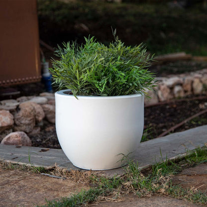 newgarden Round Azalea Decorative Planter for Indoor and Outdoor – Very Resistant to UV Rays, Large Pot for Flowers and Plants Made of Polyethylene in Spain (Ø40 x 33 cm, White)
