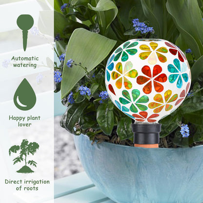 Chonsun Plant Watering Globes Mosaic Self Watering Spikes 2 Pack Large Self Watering Planter Insert Automatic Watering Device Outdoor Indoor Decoration