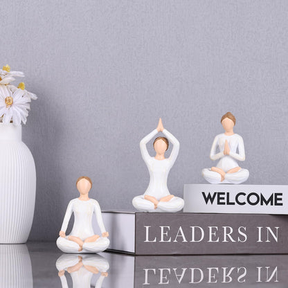 DOVDOV Yoga Figurine Set of 3, Zen Meditation Home Decor, Modern Art Pieces for Living Room Coffee Tables, Offices, Bookshelves, TV Consoles, and Mantelpiece Decorative Sculptures.