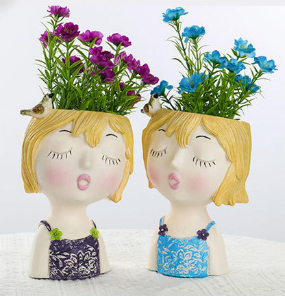 WLDOCA Face Planters Pots Head Planter, Plant Pots with Heads for Plants, Lady Statue Plant Pot, Unique Flower Pots with Drainage, Thinking Women Statue, Boho Vase, Cute Vases Home Decor Gift,A