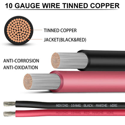 Marine Wire 10 Gauge Marine Grade Wire Include 10 AWG 100FT Red & 100FT Black,10 AWG Tinned Copper Boat Cable for Boat Speaker Automotive Battery Lighting Outdoor RV Camper Trailer