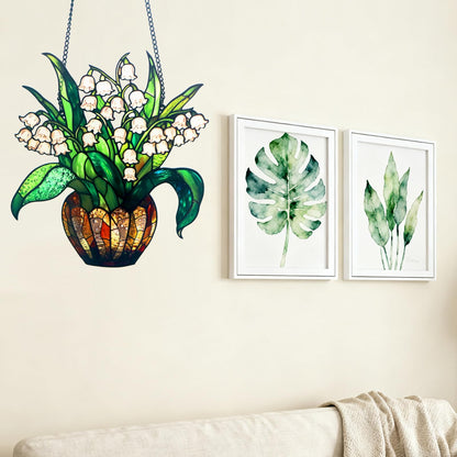 Acrylic Hanging Potted Plant for Window Doors Home Decoration，Sun Catchers for Windows Hanging，Valentine's Day Mother's Day Birthday Gifts(TYU728)