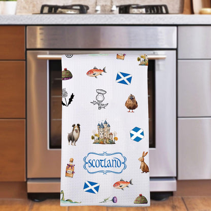 JNIAP Scottish Kitchen Towel - Scottish Thistle Pattern, Highlander Gifts (Scotland)