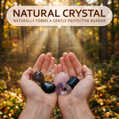House Protection Crystal Set - 6 Healing Stones for Negative Energy Removal, EMF Cleansing & Spiritual Blessing - New Home Gift with Blessing Card & Gift Box