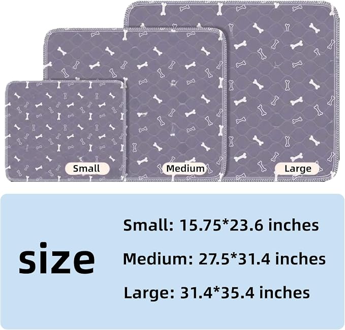 Puppy Pads with Pheromones,Washable Puppy Pee Pads for Dogs,Reusable Puppy Pads Washable for Dogs & Cats, Washable,Durable Leak-Proof & Anti-Slip Pet Training Pads for Home & Trave(Gray+White,L)