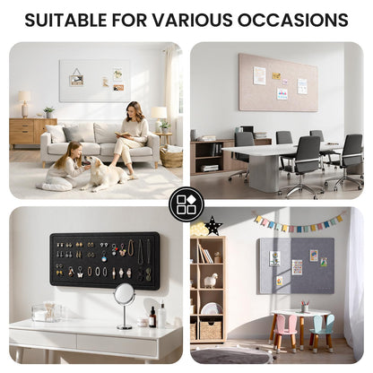 Large Bulletin Board, 35 X 17 Inches Felt Cork Board with 40 Pushpins, Foldable Felt Notice Pin Board Photo Display Board with Self-Adhesive Tape for Office Home School (Light Gray, 35x17 inch)