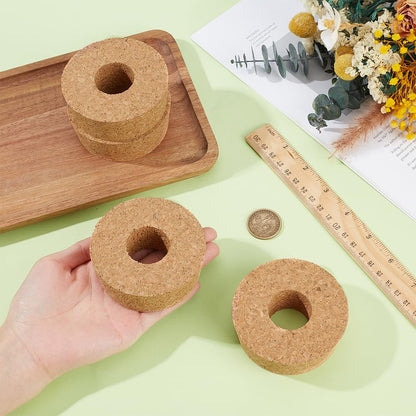 OLYCRAFT 4 Pack Cork Lids for Glass Planters 2.9~3.2 Inch Hydroponic Lids 1.2 Inch Thick Terrarium Cork Covers with 1.2 Inch Hole Natural Cork Stoppers for Hydroponic Plant Propagation Growing Vases