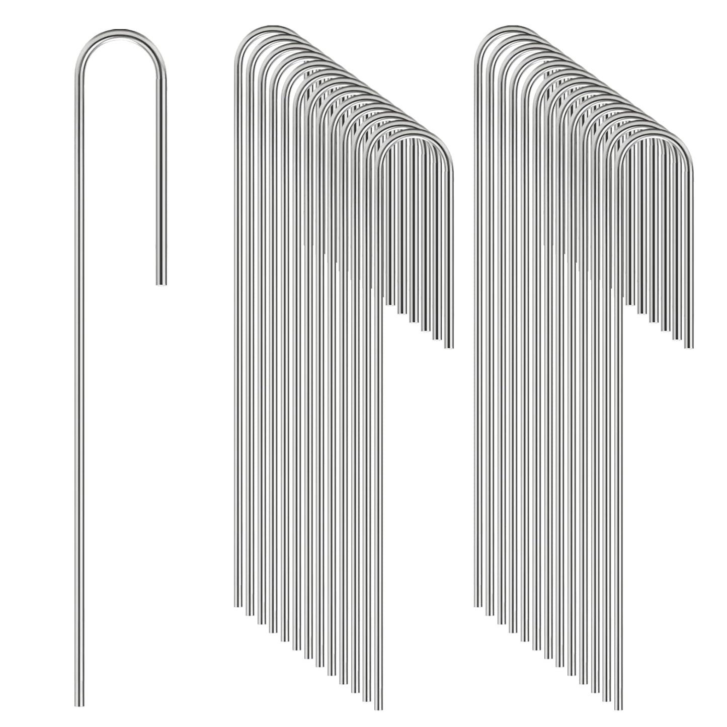 Odowalker 150 Pcs Irrigation Drip Tubing Landscape Staples, 5 Inch J Shape Garden Stakes, Loop Stake, Lawn Pins, Landscape Irrigation Stakes for Drip Tubing (Hold up to 1/2" Drip Tubing)
