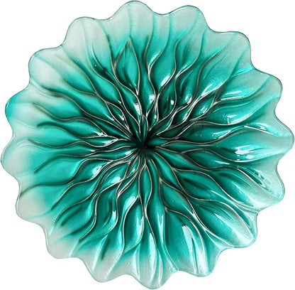 HONGLAND Bird Bath for Outside,15" Diameter Large Glass Birdbaths for Outdoors,Detachable Bird Baths Bowl with Metal Stand for Garden Patio Lawn Decor,19" Height - Green