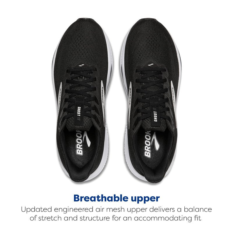 Brooks Women’s Ghost 17 Neutral Running Shoe - Black/Grey/White - 13 Wide