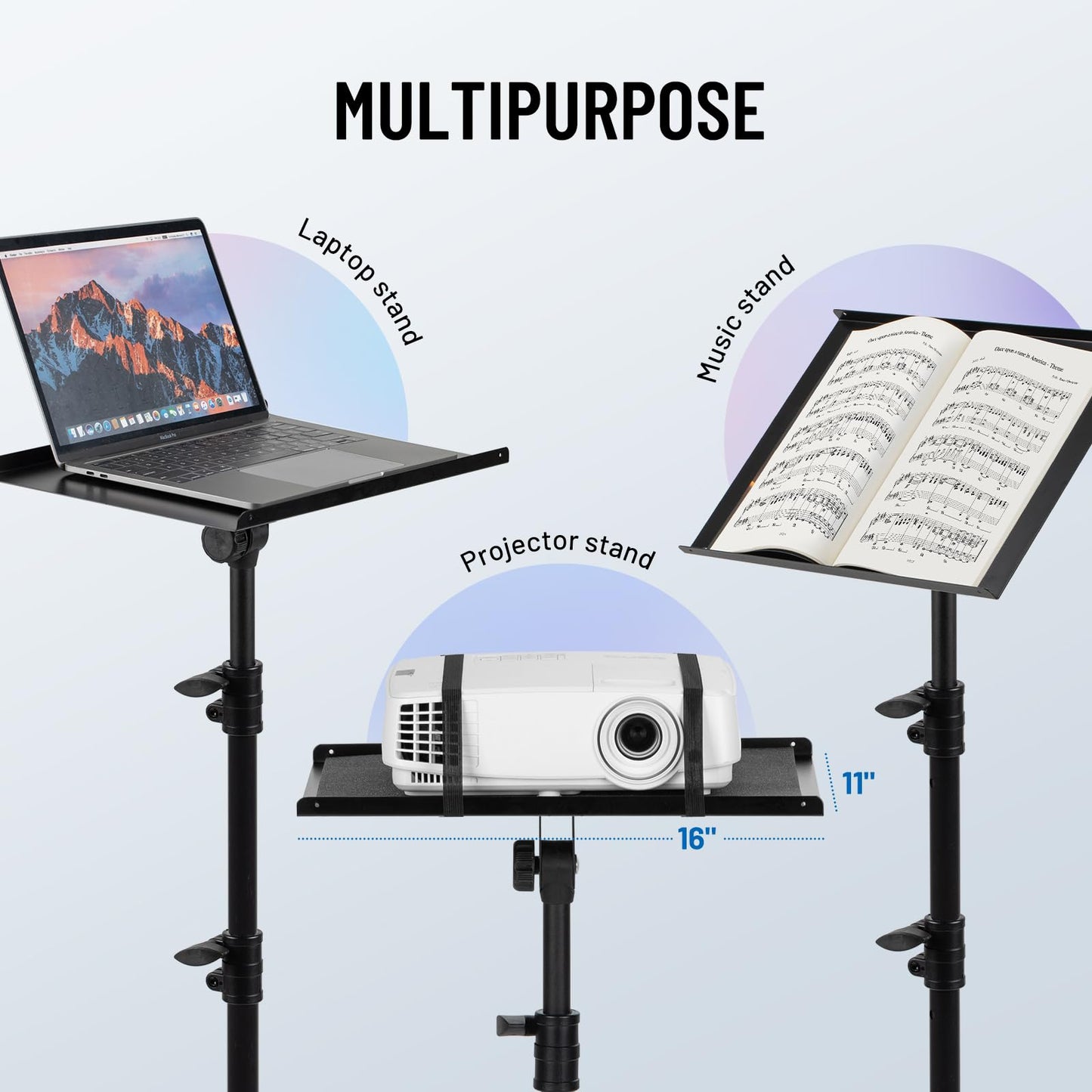 CAHAYA Projector Stand Tripod Adjustable - Stable for Tablets Phones Book Height 26" to 51.5" Multifunctional Laptop DJ Rack Stand Portable for Outdoor Movies CPS0331