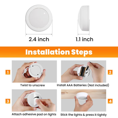 Ahuledlight LED Puck Lights with Remote Control, 16 Color Changing Wireless Under Cabinet Lighting with Dimmer & Timer, AAA Battery Operated,Under for Closet Bedroom Kitchen, Stair (12 Pack Black)