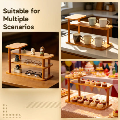 Joyoolife 3-Tier Wooden Makeup Organizer Shelf, Countertop Perfume Rack Organizer with Vertical Open Design, Compact Cosmetic Storage Stand for Bathroom, Bedroom, Vanity, Dressing Table and Kitchen