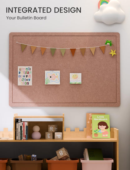 Fluxynara Bulletin Board,35.4" x 23.6" Cork Board Alternative with 12 Safe Removable Adhesive Tabs, Foldable Felt Pin Board for Home Office, Classroom, Bedroom,Entryway for Walls—Terracotta