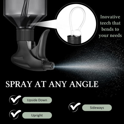 Baderke 2 Pcs Spray Bottle, 16 oz Plastic Spray Bottles for Cleaning 360° Upside Down Sprayer Bottles for Cleaning Solutions, Durable Nozzle W/fine Mist and Stream Setting(Gray)