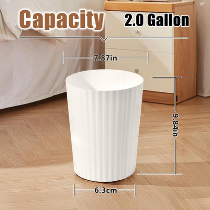 VKPLITE Versatile 2 Gallon Plastic Trash Can - The Compact Bin for Bathroom, Kitchen, or Home Office - Beige