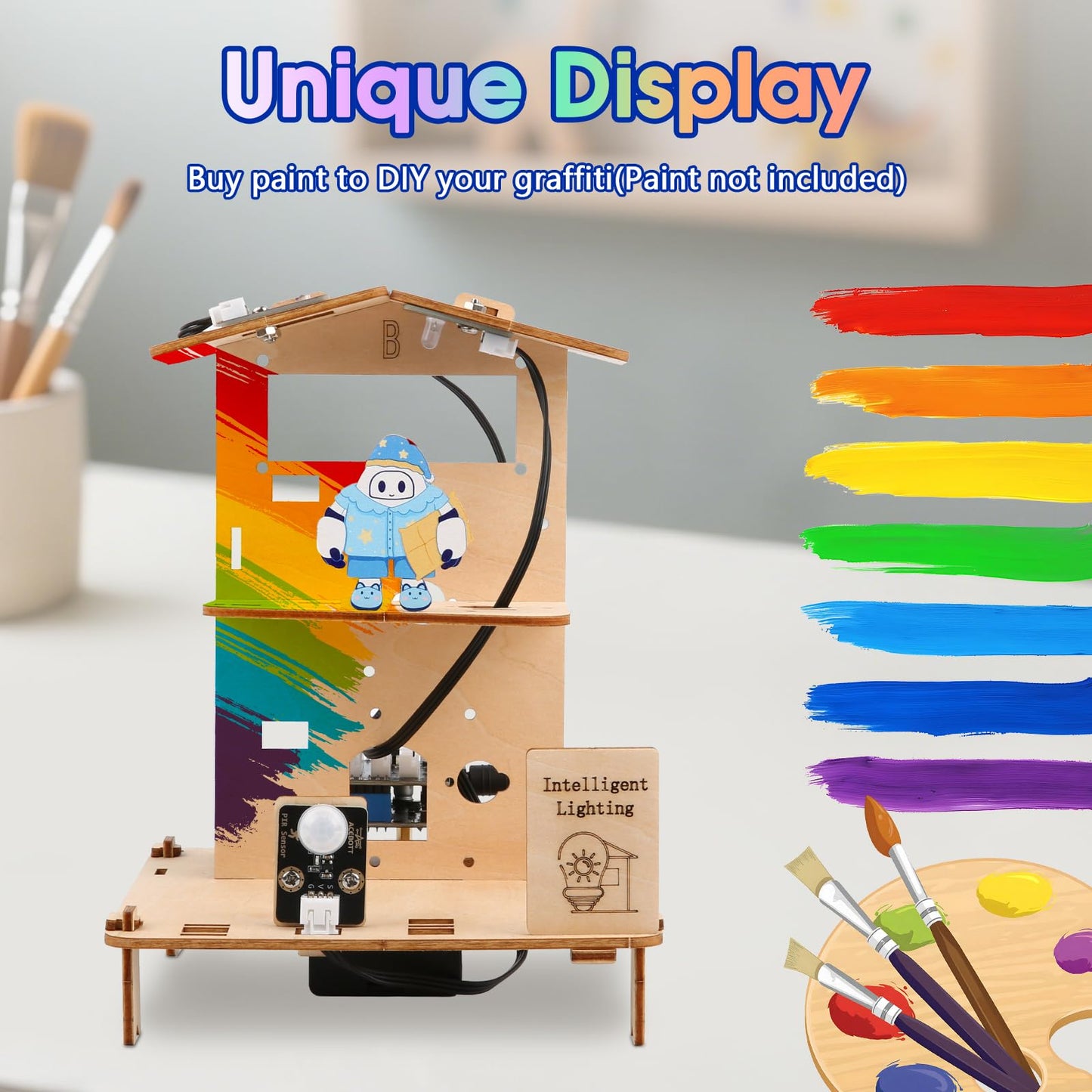 ESP32 STEM Science Kits for Kids Ages 8-10-12, 3 in 1 Smart Home Education Kit, Wooden 3D Puzzles Toys Children's DIY Building Crafts Model Set, Christmas Birthday Gift for Girls Boys