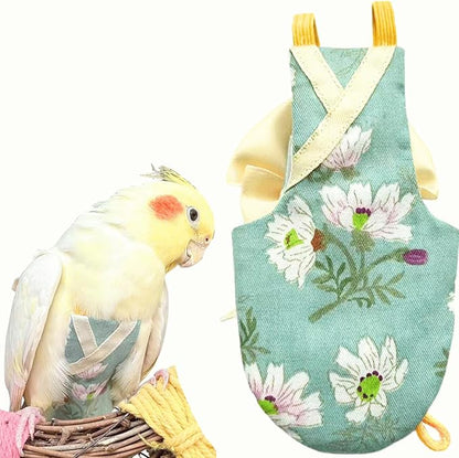 Bird Flight Suits Diapers, Parrot Flight Suits Diapers for Quaker Parakeets Cockatiels Conures Macaw African Grey, Bird Diaper, Parrot Clothes (Green A,Macaw)