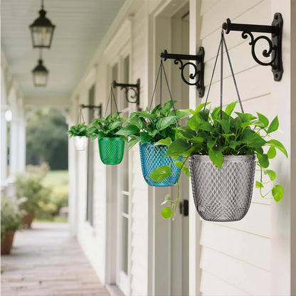 QCQHDU Hanging Planters for Indoor Plants, 2-Pack 7.2 Inch Self Watering Hanging Pots, Plastic Plant Hanger with Drainage Holes and 3 Hooks Chains for Garden Home (Gray)