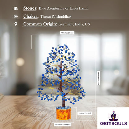 GEMSOULS Blue Crystal Tree of Life I Amethyst Healing Crystal Trees for Home and Office I Handmade, Money Bonsai Crystal Trees for Positive Energy, Good Luck, Christmas Decoration & Birthday Gifts