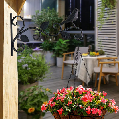 JIALAI HOME Hanging Plants Bracket 12" Bird Planter Outdoor Hooks Hangers for Flower Baskets Pot Bird Feeder Wind Chimes Lanterns Patio Garden Outdoor Indoor Metal Black, 4 Packs