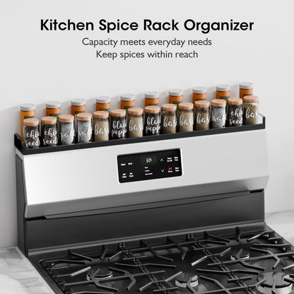 Bumusty 4X Strong Magnetic, 30" Adjustable Low Profile Oven Shelf Spice Rack Over the Stove, Seasoning Organizer Kitchen Shelves, Matte Black size Low Profile