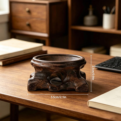 2.16" Hand Carved Solid Wood Crystal Ball Stand, 20% Thickened Heavy Duty Sphere Display Holder, Anti-Slip Integrated Stable Pedestal for 40-80mm Mineral Stone, Home Office Desktop Photography Decor